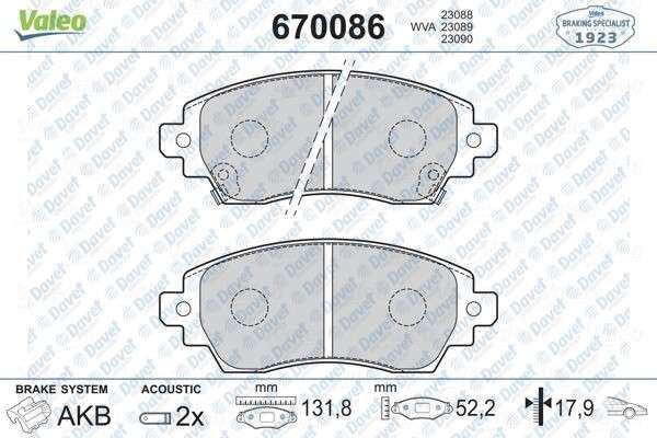 VALEO 670086 On Fren Balatasi  Toyota Corolla 1.3/1.4/1.6/1.9d/2.0d 97>02  ####